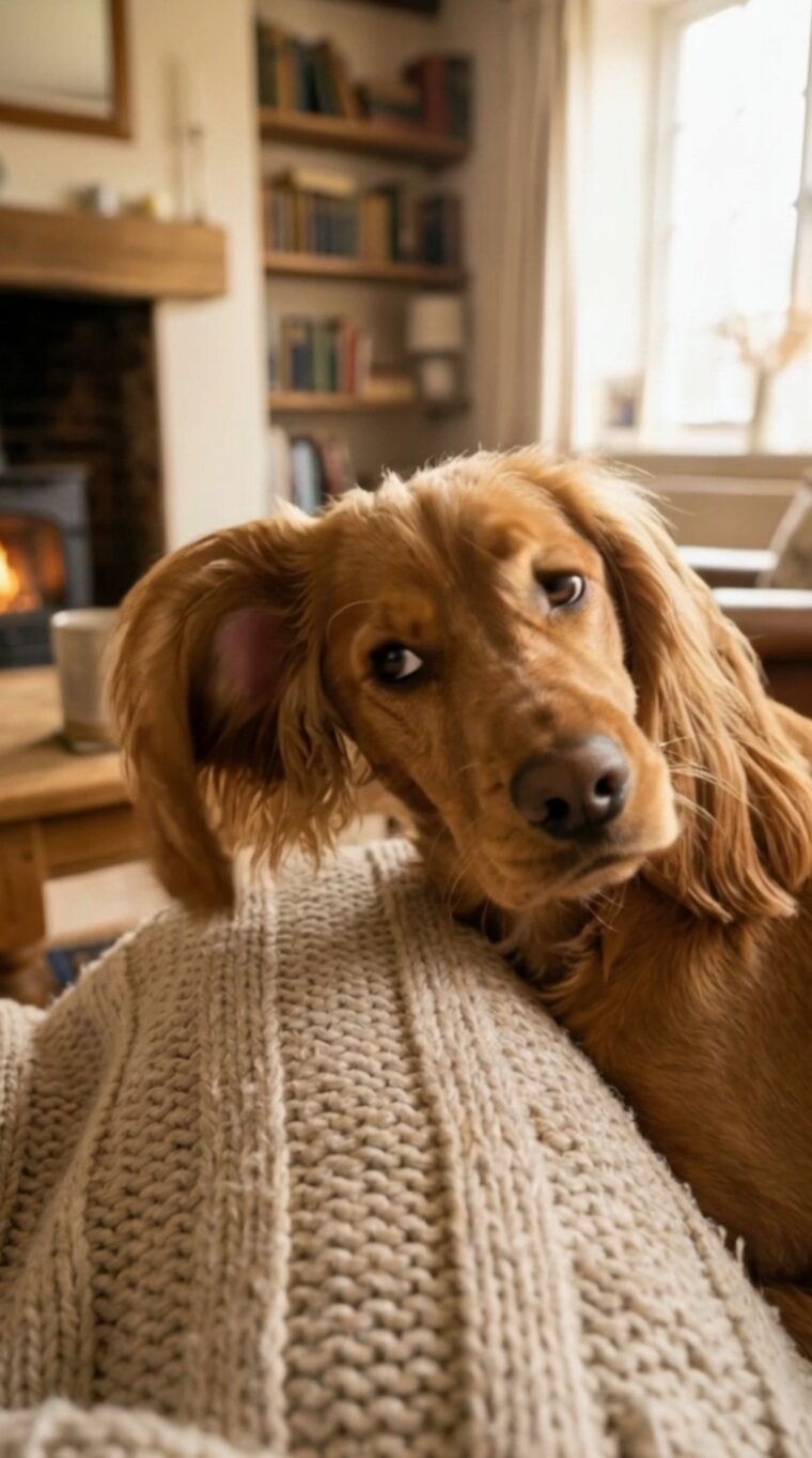 Dog tilting its head at a DogWOW sound